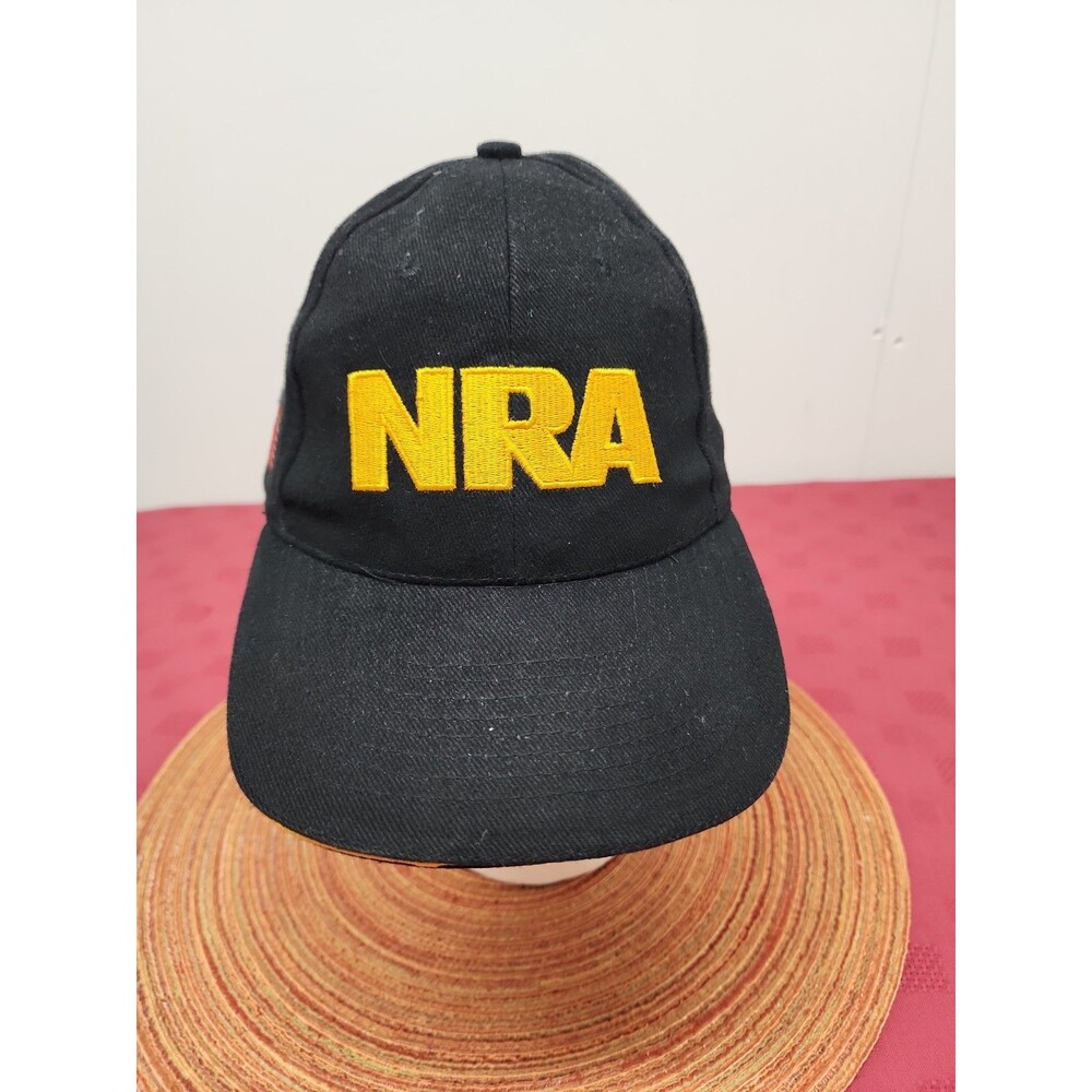 NRA Black Embroidered Logo & Flag Adjustable Fit Cotton Strapback Ball Cap